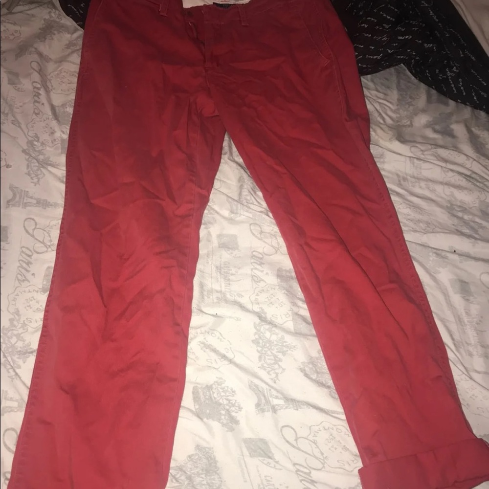 red polo crop dressy pants